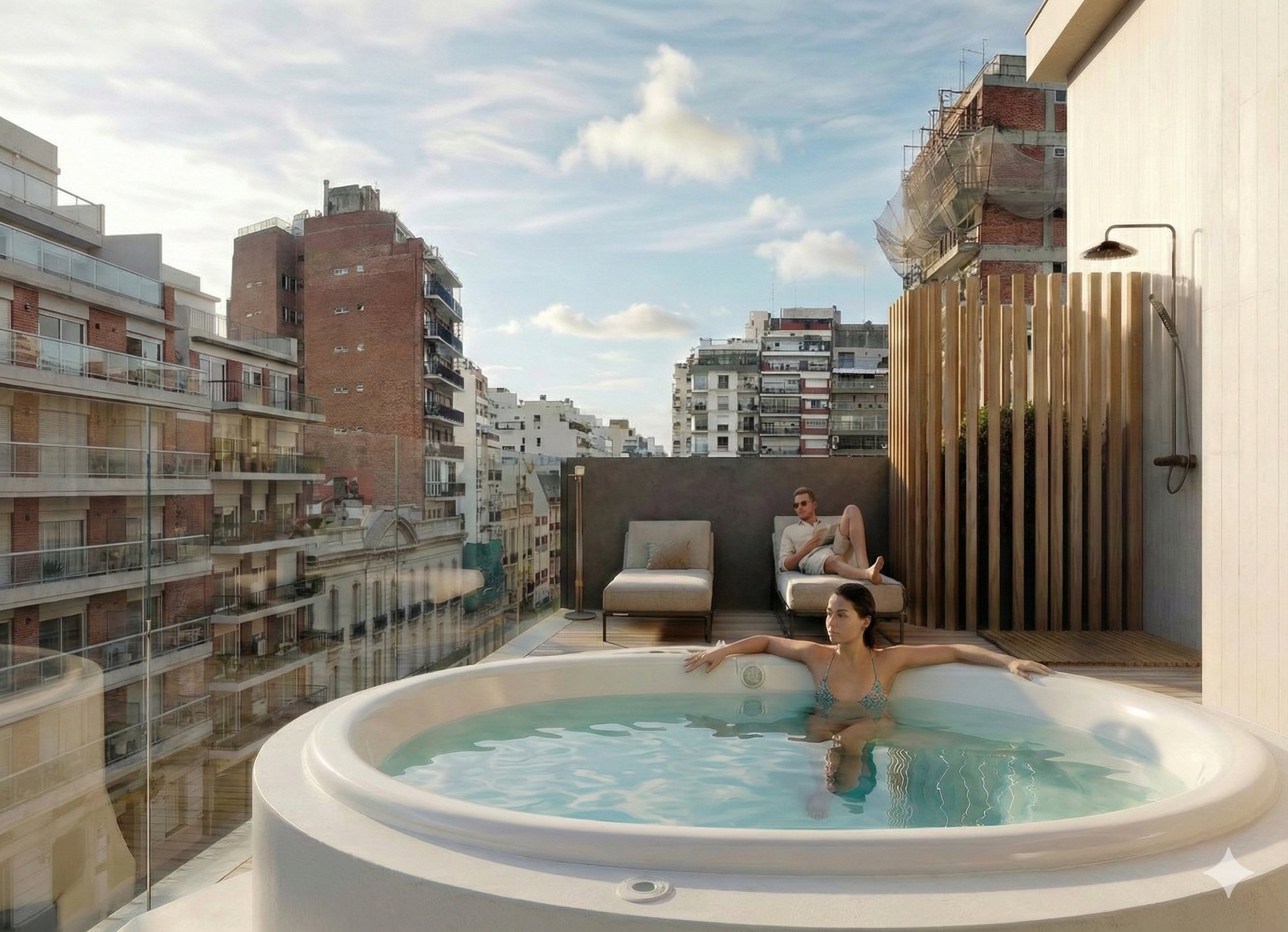 Pileta japonesa en la terraza
